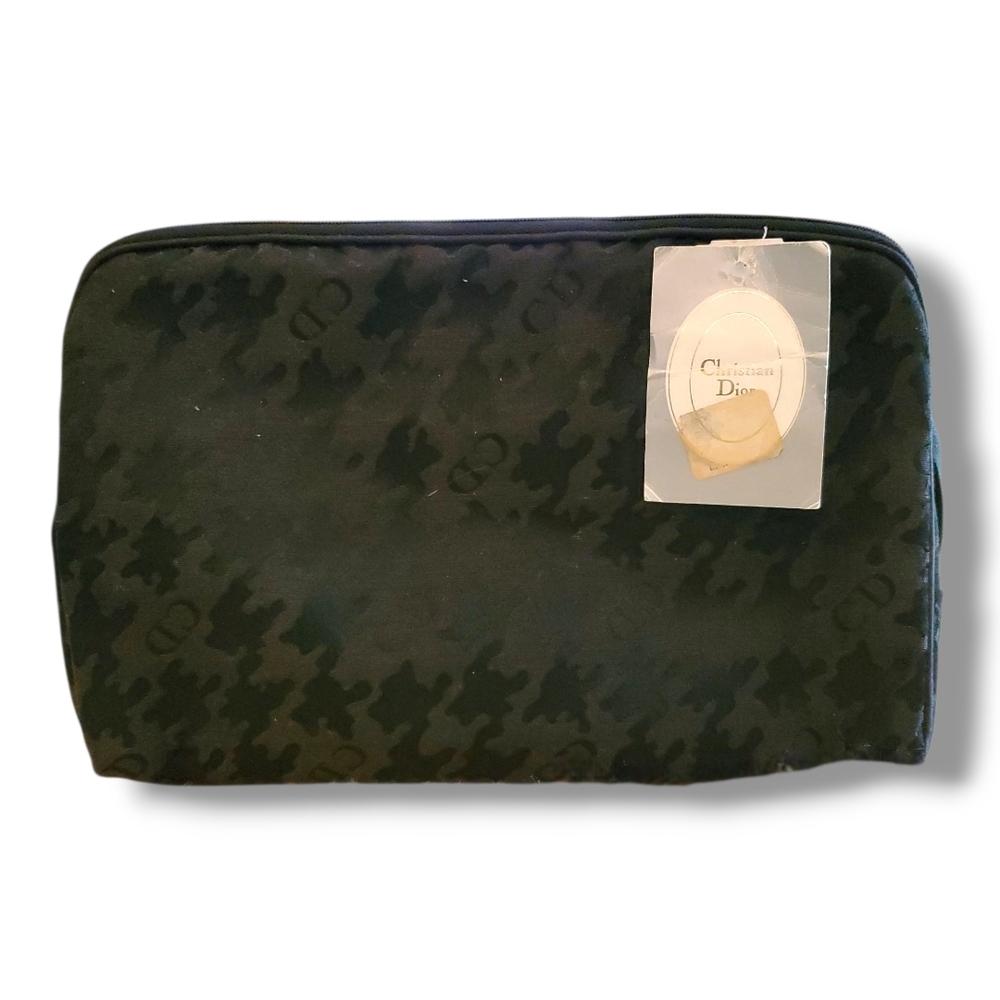 VTG Christian Dior Trotter Monogram Cosmetic Bag Clutch NWT Black Oblique Pouch